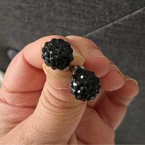 Black Crystal Ball Drop Earrings - Women Jewelry